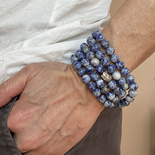 Load image into Gallery viewer, 108 Bead Sodalite Gemstone 8mm Mala Beads - Yoga Meditation Mala Bracelet Necklace - Intuition Stone
