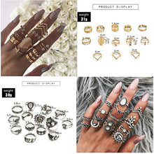 Load image into Gallery viewer, CASSIECA 99-109 Pcs Knuckle Rings for Women Vintage Bohemian Stackable Rings Set Mid Finger Rings