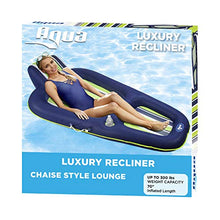Load image into Gallery viewer, Aqua Oversized Deluxe Pool Lounger, Inflatable Pool Float, Heavy Duty, X-Large, 70”, Navy/Green/White Stripe