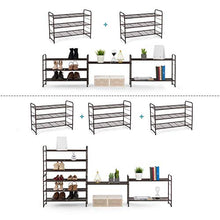 Load image into Gallery viewer, Simple Trending 3-Tier Stackable Shoe Rack, Expandable & Adjustable Shoe Shelf Storage Organizer, Wire Grid, Bronze