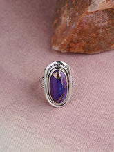Load image into Gallery viewer, YoTreasure 10x20 mm Purple Copper Turquoise 925 Sterling Silver Rope Design Ring
