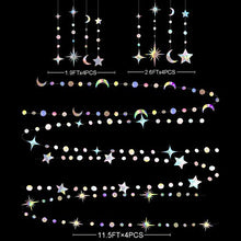 Load image into Gallery viewer, Iridescent Star Moon Circle Dot Garland Party Decoration Kit Hanging Crescent and Twinkle Little Star Streamer Bunting Banner for Kids First Birthday Ramadan EID Mubarak Baby Shower Wedding Decor