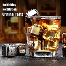 Load image into Gallery viewer, DERGUAM 8 Packs Fast-cooling 304 Stainless Steel Ice Cubes Whiskey Stones Whiskey Rocks With Nonslip Ice Tong&Wine Opener&Freezer Storage Tray Great for Whiskey,Wine,Beer,Juice or Soda