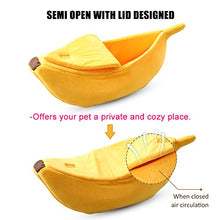 Load image into Gallery viewer, · Petgrow · Banana Cat Bed Cave Extra Large Size, Pet Bed Sofa Soft Cat Cuddle Bed House, Lovely Pet Supplies for Rabbits Small Dogs Cats Kittens Bed, Yellow