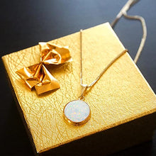 Load image into Gallery viewer, 14K Gold White Opal Necklace - 14K Solid Yellow Gold Dainty Necklace with October Birthstone Pendant, 12mm Large Size Opal Gemstone - Handmade Bridal Wedding Jewelry for Brides & Classy Women
