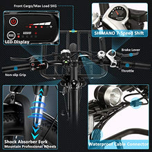 Load image into Gallery viewer, 26" Electric Bike, 350W 20MPH Electric Commuter Bicycle Adults Mountain Cargo Ebike with Removable 10.4Ah Battery, Professional 7-Speed Gears, Fender, Shock Absorption, Front Cargo Rack, Back Seat