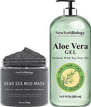 Load image into Gallery viewer, New York Biology Dead Sea Mud Mask for Face and Body with Aloe Vera Gel for Skin, Face and Hair - Spa Quality Pore Reducer for Acne, Blackheads and Oily Skin