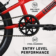 Load image into Gallery viewer, Mongoose Legion LSX Freestyle Sidewalk BMX Bike for-Kids, -Children and Beginner-Level to Advanced Riders, 20-inch Wheels, Hi-Ten Steel Frame, Micro Drive 25x9T BMX Gearing, Red (M51809M50OS-PC)