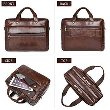 Load image into Gallery viewer, Augus Genuine Leather Mens Briefcase businessTravel Bags 15.6 Inch Laptop Bag YKK Zipper, Coffee