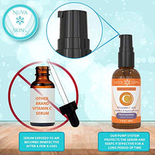 Load image into Gallery viewer, Nuva Skin Vitamin C Serum for Face and Eyes w/Hyaluronic Acid & Liquid Vitamin E - Natural Anti Aging, Anti Wrinkle Facial Treatment – Antioxidant Moisturizer for Acne, Scars & Even Skin Tone
