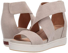 Load image into Gallery viewer, Dr. Scholl's womens Sheena Wedge Sandal, Oyster Microfiber Perforated, 8.5 US