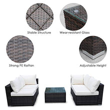 Load image into Gallery viewer, Viewee 5-Pieces Outdoor Patio Furniture Sets Rattan Wicker Patio Sofa with 2 Corner Chairs& 2 Armless Chair &1 Glass Top Patio Table