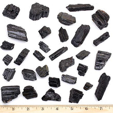 Load image into Gallery viewer, Dancing Bear Black Tourmaline Crystals Bulk (1 LB), Includes: (1) Selenite Stick & Information Cards, Rough Raw Natural Stones for Good Vibes, Reiki Energy, EMF & Radiation Protection, Made in USA