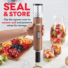Load image into Gallery viewer, Dash Serve & Preserve Wine Set – Rechargeable Electric Wine Preservation System – Wine Bottle Opener, Vacuum Sealer, 2 Reusable Caps + Charging Base – Rose Gold