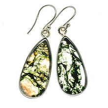 Load image into Gallery viewer, Ana Silver Co Green Moss Agate Earrings 1 3/4" (925 Sterling Silver) - Handmade Jewelry, Bohemian, Vintage EARR393550