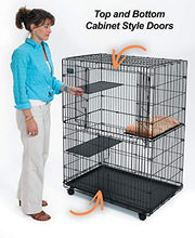 Load image into Gallery viewer, MidWest Cat Playpen / Cat Cage Includes 3 Adjustable Resting Platforms, Removable Leak-Proof Pan, Easy 2-Door Top / Bottom Access & 4-locking Wheel Casters