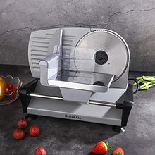 Load image into Gallery viewer, Meat Slicers Electric, Food Deli Slicers with Two 7.5” Serrated Stainless Steel Blade Upgrade Precisely Cuts Meat, Cheese, Bread, Fruit & Veggies, Adjustable Thickness Dial, Non-Slip Feet (2 Blade)