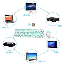 Load image into Gallery viewer, Wireless Keyboard and Mouse Combo, FD iK6630 2.4GHz Cordless Cute Round Key Set Smart Power-Saving Whisper-Quiet Slim Combo for Laptop, Computer,TV and Mac (Mint Green & White)