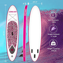 Load image into Gallery viewer, CORALSEA Inflatable Paddle Board, 10‘6"x30"x6" Ultra-Light Stand Up Boards with ISUP Accessories & Backpack for All Skill Levels Include Leash, Adjustable Paddle, Pump, Repair Kit, Youth & Adult, Pink