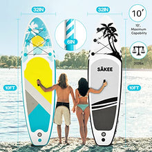 Load image into Gallery viewer, SÄKEE 10FT Inflatable Stand Up Paddle Board with Premium SUP Accessories, Fit for Youth & Adult Paddleboard with Kayak Seat