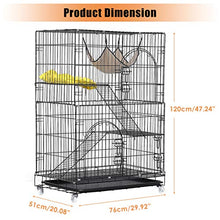 Load image into Gallery viewer, TOOCA 3-Tier Cat Cage, Cat Playpen Kennel Crate Chinchilla Rat Box Cage Enclosure with Ladders, Platforms Beds, Latches Tray Hammock