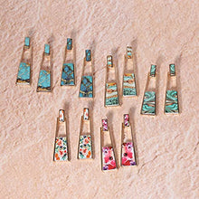 Load image into Gallery viewer, BONALUNA Bohemian Wood And Marble Effect Oblong Shaped Drop Statement Earrings (TURQUOISE)