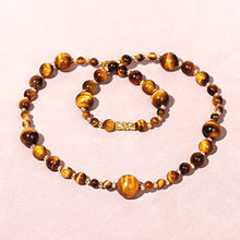 Load image into Gallery viewer, Jewever Tiger Eye Beaded Strand Necklaces for Women Men Necklace Reiki Healing Crystals and Gemstone Beaded Necklace Natural Stone Unisex Jewelry Gifts (Yellow)