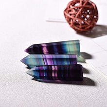 Load image into Gallery viewer, Runyangshi Natural Rainbow Fluorite Healing Crystal Wands, Self Standing Healing Crystal Point Wand Faceted Prism Wand for Crystal Healing, Reiki, Home Decor (1, H 3.1"-3.5" (8-9cm))