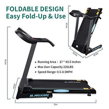 Load image into Gallery viewer, MaxKare Electric Folding Treadmill Auto Incline Running Machine 2.5HP Power 8.5MHP Speed 12-Level Incline Adjustment with Pre-Set Training Programs Large LCD Display Cup Holder for Home Use
