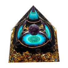 Load image into Gallery viewer, MXiiXM Orgone Pyramid for Positive Energy, Amethyst Crystal Ball Orgone Pyramid, Protection Crystals Energy Generator for Stress Reduce Healing Meditation Attract Wealth Lucky (Seed of Life)