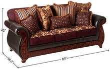 Load image into Gallery viewer, Furniture of America Kildred 2-Piece Fabric and Leatherette Sofa Set, Burgundy