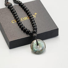 Load image into Gallery viewer, Healing Crystal Labradorite Beads Necklace, Genuine Tiger Eye Obsidian Lava Rock Labradorite Stone Pendant for Men Women, Protection Spiritual Amulet Necklace for Balance Meditation