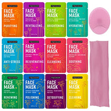 Load image into Gallery viewer, Freeman Facial Love To Mask Variety Pack: Oil Absorbing Clay, Detoxifying Charcoal, Clearing Peel Off, Hydrating Gel Cream, Exfoliating Scrub (14 Piece Kit with Bonus Buffer and Headband)
