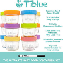 Load image into Gallery viewer, Glass Baby Food Storage Containers Set of 12, Leakproof 4 oz Glass Baby Food Jars with Lids & Marker, Reusable Small Glass Baby Food Containers for Infant & Baby, Freezer, Microwave & Dishwasher Safe