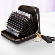 Load image into Gallery viewer, Women's Small Credit Card Holder,Credit Card Wallet RFID Blocking Genuine Leather Card Holder, Gold Grey