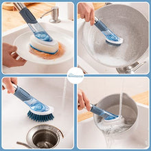 Load image into Gallery viewer, NileHome Dish Brush with Soap Dispenser Kitchen Dish Scrub Brush with Replaceable PP Brush Head Soap Dispensing Dish Brush with Stainless Steel Handle Kitchen Brushes for Dishes, Pots