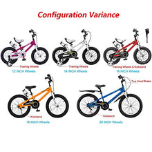 Load image into Gallery viewer, RoyalBaby Kids Bike Boys Girls Freestyle BMX Bicycle with Training Wheels Gifts for Children Bikes 12 Inch Blue