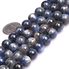 Load image into Gallery viewer, JOE FOREMAN Kyanite Beads for Jewelry Making Natural Semi Precious Gemstone Round Blue 10mm Strand 18"