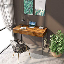 Load image into Gallery viewer, CubiCubi Computer Small Desk, 40 inches with 2 Storage Drawers for Home Office Writing Desk, Makeup Vanity Console Table, Rustic Brown