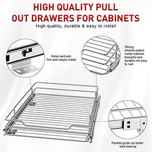 Load image into Gallery viewer, Pull Out Cabinet Organizer, Tksrn Heavy Duty Slide Out Pantry Shelves Sliding Drawer Storage For Kitchen, Bathroom, Home, 12.4" W x 16.5" D, Wire Frame, Chrome Finish