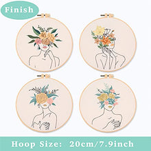 Load image into Gallery viewer, REEWISLY 4 pcs of Embroidery Starter kit with Patterns and Instructions, DIY Adult Beginner Cross Stitch Kits, Including 2 Plastic Embroidery Rings, 1 Pair of Scissors, Colored Threads and Needles