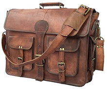 Load image into Gallery viewer, DHK 18 Inch Vintage Handmade Leather Messenger Bag for Laptop Briefcase Best Computer Satchel School Distressed Bag (16 inch Medium)