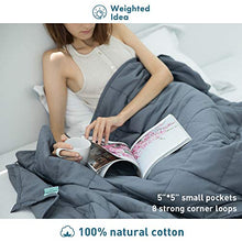 Load image into Gallery viewer, Weighted Idea Cool Weighted Blanket Twin Size 15 lbs Adults (48''x78'', 100% Natural Cotton, Grey)