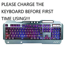 Load image into Gallery viewer, Wireless Gaming Keyboard and Mouse Combo, Rainbow Backlit Rechargeable Keyboard Mouse with 3800mAh Battery, Metal Panel Mechanical Feel Keyboard with Removable Hand Rest (Black)
