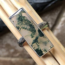Load image into Gallery viewer, Natural Green Moss Agate 925 Solid Sterling Silver Ring Size 9