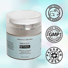 Load image into Gallery viewer, Retinol Moisturizer Cream High Strength for Face and Eye Area Miracle Plus - 2.5% Retinol, Hyaluronic Acid, Vitamin E, Green Tea - Anti aging Formula Reduces Wrinkles, Fine Lines, Spots-Day and Night