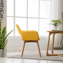 Load image into Gallery viewer, Lansen Furniture (Set of 2) Modern Living Dining Room Accent Arm Chairs Club Guest with Solid Wood Legs (Yellow)
