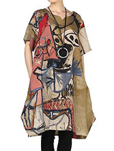 Load image into Gallery viewer, Mordenmiss Women's Summer Abstract Printing Baggy Dress with Pockets M Brown