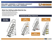 Load image into Gallery viewer, Tri-Arc UKDSR108246 U-Design Configurable 8-Step, 56 Degree Incline Rolling Ladder with 24" Wide Perforated Tread