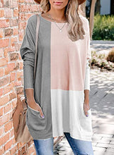 Load image into Gallery viewer, Nirovien Womens Casual Color Block Tunic Tops Round Neck Sweatshirt with Pockets Fall Tops for Leggings(Pink,L)